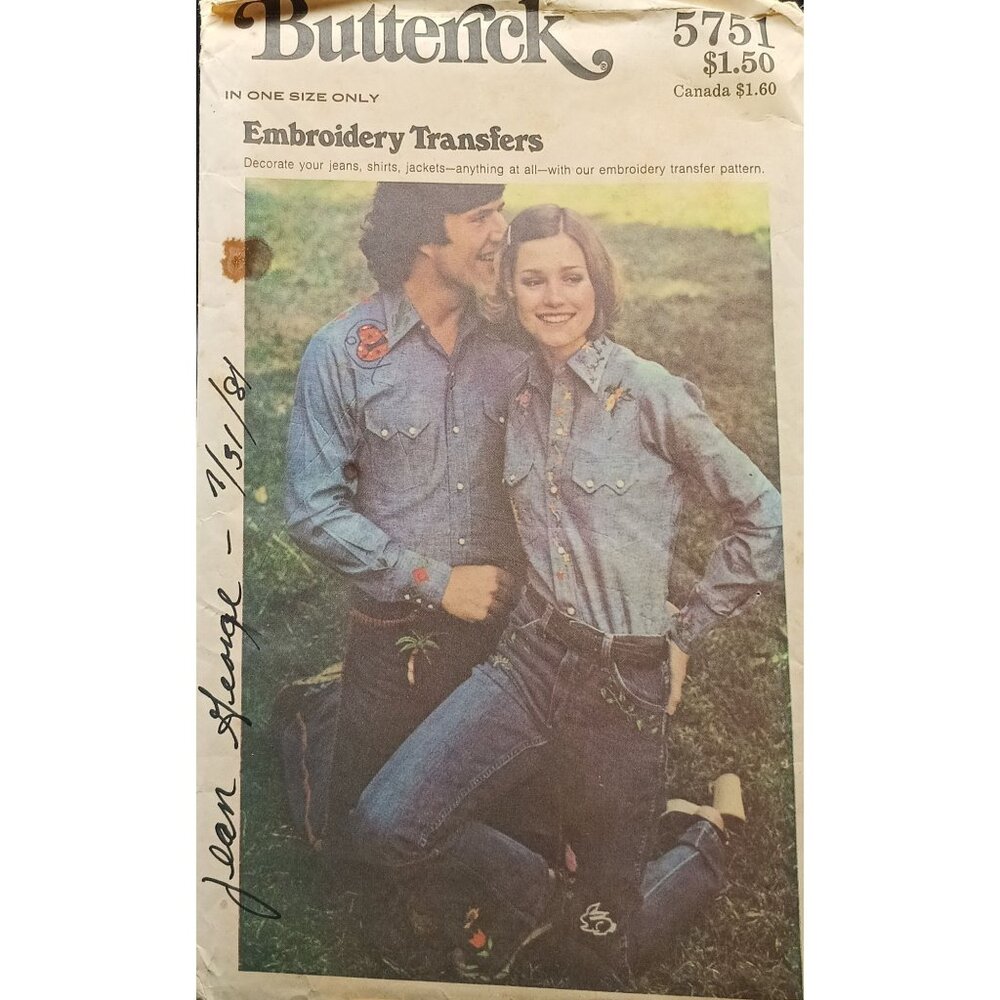 Butterick 5751 Vintage Embroidery Transfers Pattern